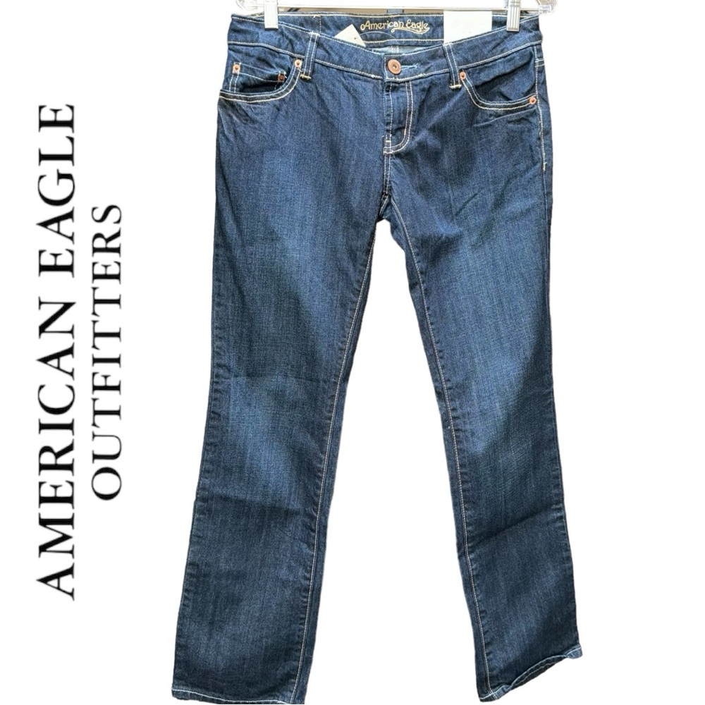 NWT AMERICAN EAGLE Jeans Pants Women's Size 6 Short Super Low Rise Straight Leg